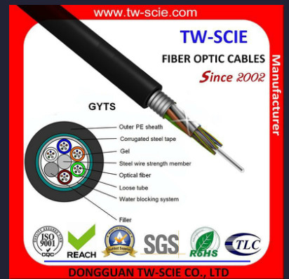 Trung Quốc Cáp quang 48 lõi bọc thép có tuổi thọ cao hơn Dây thép SM đa lõi GYTS
