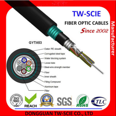 Cáp quang chôn trực tiếp 48 lõi Cáp bọc thép linh hoạt GYTA53 với hệ thống chặn nước tốt