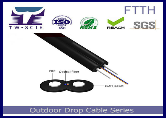 Vỏ bọc LSZH Cáp quang trong nhà Sợi Kevlar Độ bền vật liệu Thành viên-Cáp FTTH