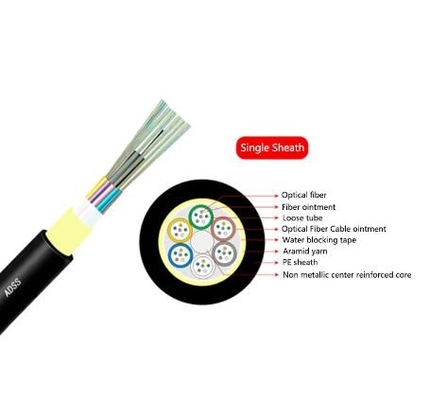 Cáp quang SM không khí ngoài trời đơn chế độ 12 24 lõi ADSS không kim loại SM cáp quang không khí