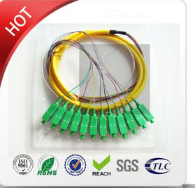 LC / PC Multi Mode Om3 12core Mini Breakout Cable 3m Pigtail-G vật liệu PVC màu vàng đường kính 2.0mm