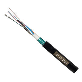 Băng thép GYTS bọc thép 24 lõi Cáp quang ngoài trời có vỏ bọc bằng nhựa PVC màu đen
