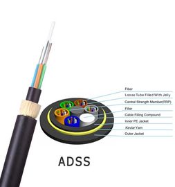 48 lõi ADSS Cáp quang tự hỗ trợ Màu đen Vỏ ngoài Màu 100 Span