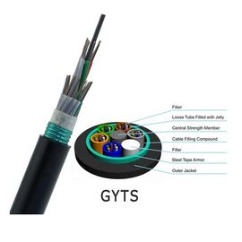Loose Tube Stranded GYTS Outdoor Aerial 2-144 Core Armored Fiber Optic Cable Chế độ đơn