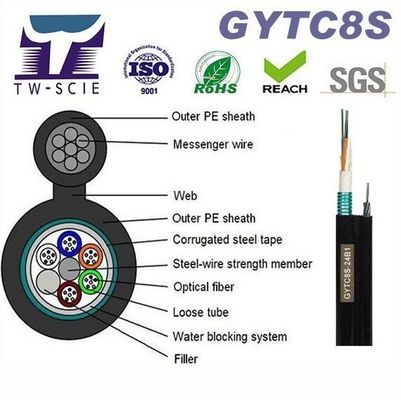 OEM 8 12 24 Core FIG8 Cáp quang tự hỗ trợ trên không Hình 8 (GYTC8S)
