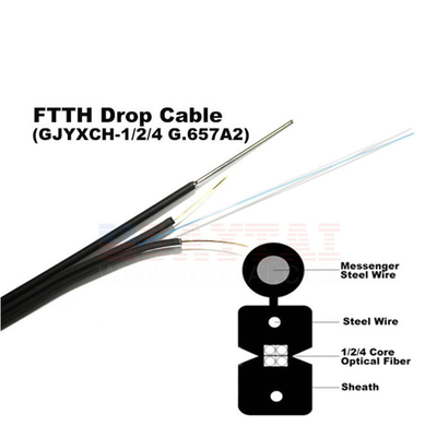 Cáp thả tự động hỗ trợ ngoài trời GJYXCH FTTH 1/2/4 Core Single Mode Hình 8