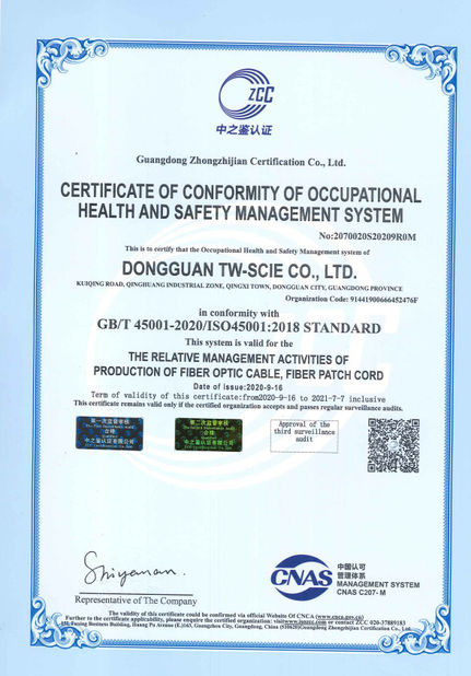 TRUNG QUỐC DONGGUAN TW-SCIE CO., LTD. Chứng chỉ